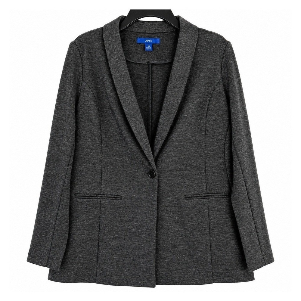 Apt 9 Womens Medium Gray Ponte Stretch Knit Blazer Jacket NWT Career